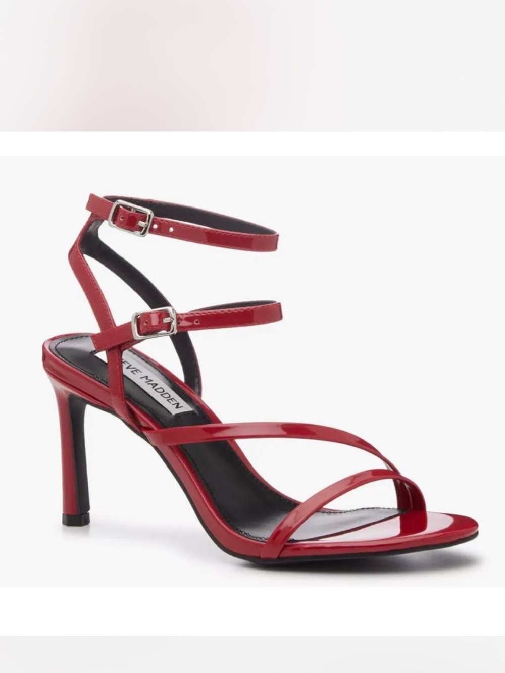 Steve Madden Red Patent Strappy Stiletto Sandals
